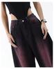 Women's Autumn Plus Size Retro Graffiti Wide-Leg Denim Jeans