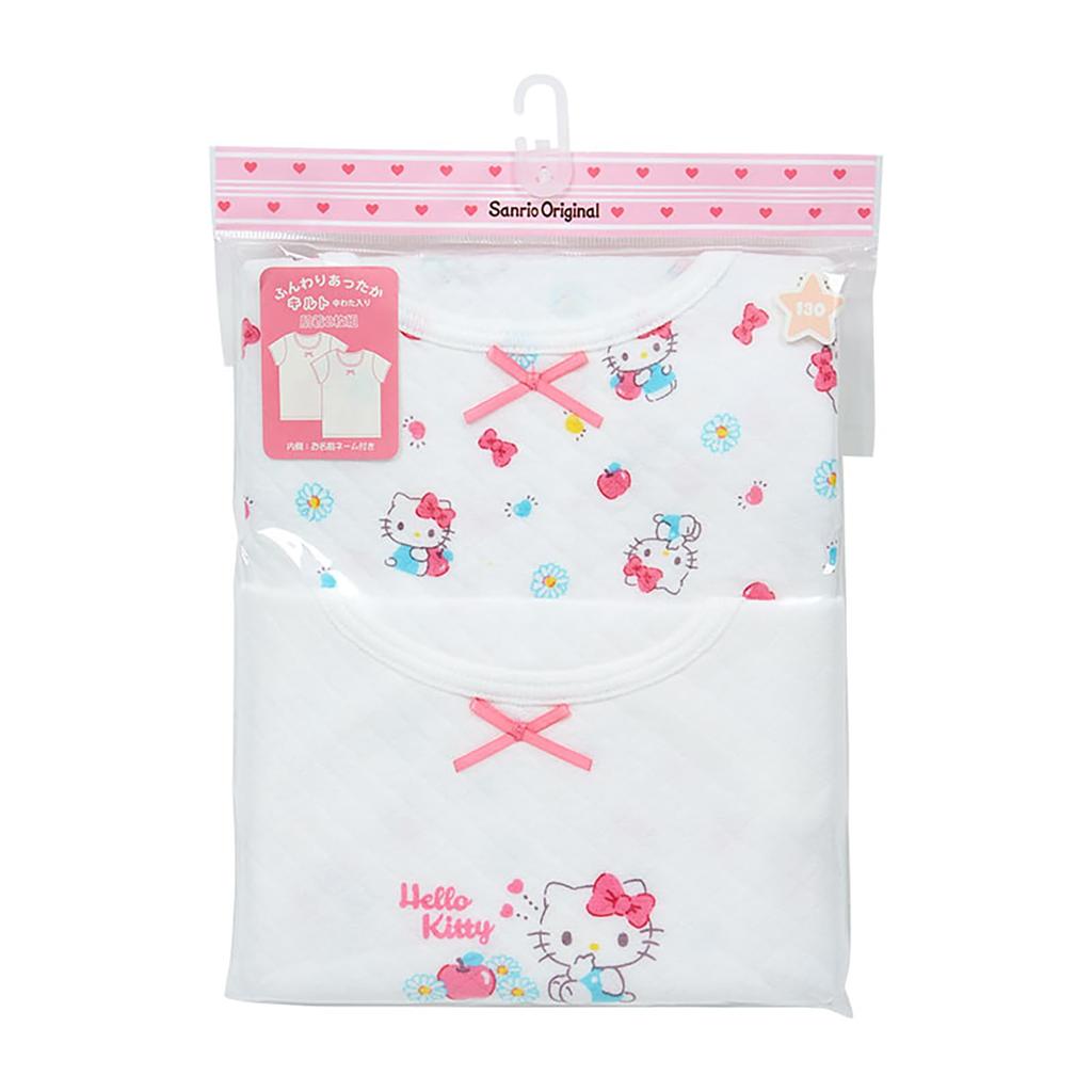 Sanrio Quilted Short Sleeve Undershirt Set Hello with Name 2 225894 Kids' (2 Pieces), Kitty, 120cm, Cotton, Tags, Patterns,