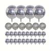 Silver disco balloons are suitable for birthday parties, anniversaries, 70s and 80s themed events, cocktail parties, and dances