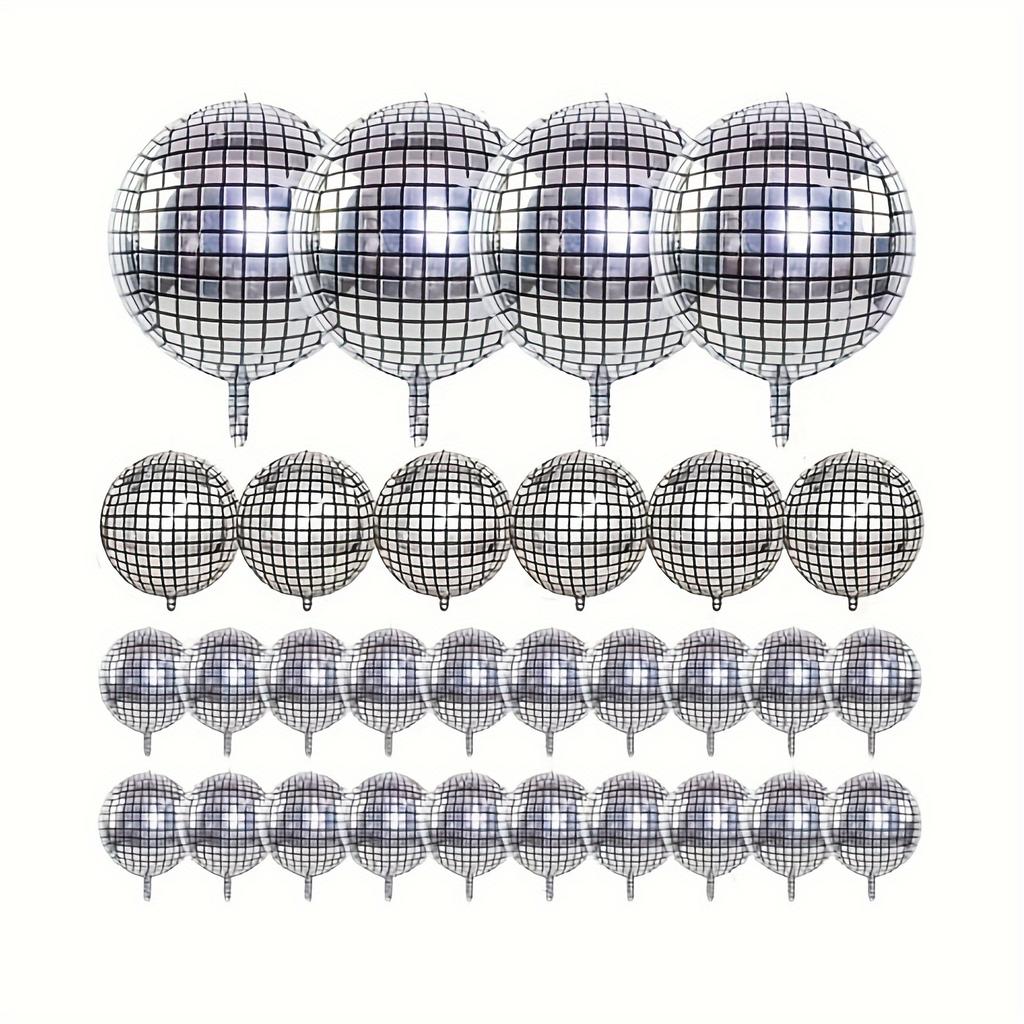 Silver disco balloons are suitable for birthday parties, anniversaries, 70s and 80s themed events, cocktail parties, and dances