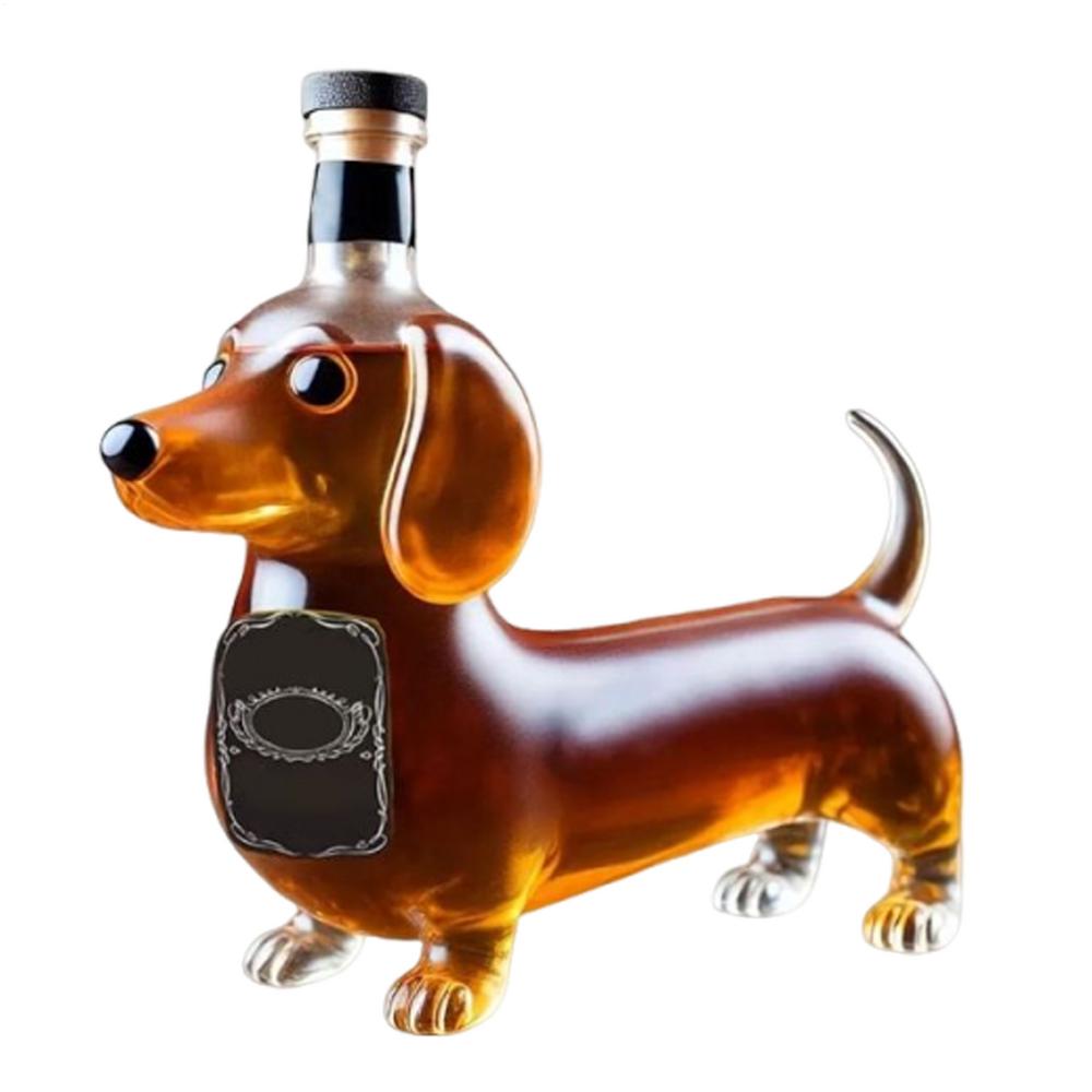 Dachshund Dog Shape Decorative Decanter Liquor Bottles Glass Liquor Bottle Animal Statue Wine Container for Birthday Christmas