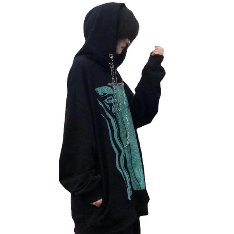 Y2k готический топ для женщин и мужчин толстовки унисекс ретро темный свитер пара — фото 7