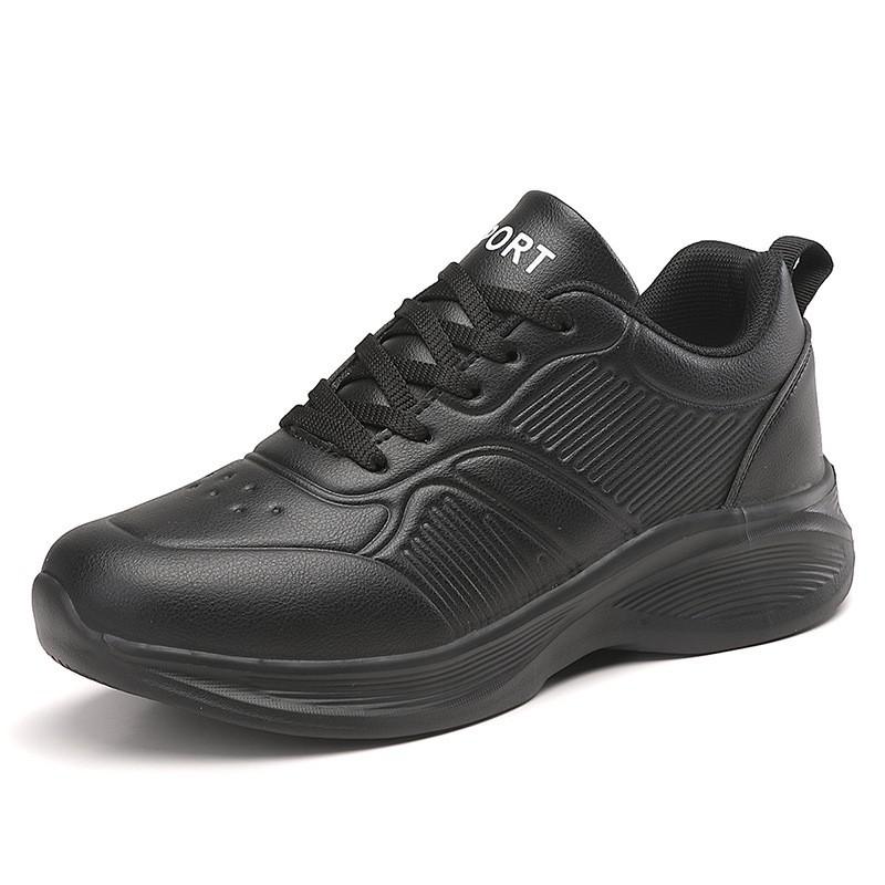 Fashion Women Leather Sneakers Black Waterproof Sports Shoes Thick Sole Running Shoes Platform Walking Shoes Autumn Winter Footwear