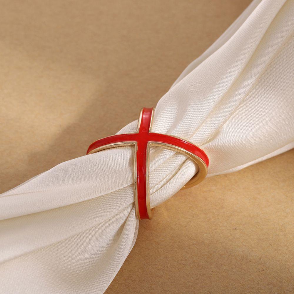 Hollow Fashion Jewelry Rhinestone Cross Korean Brooch Pins Scarf Ring Women Scarf Buckle Shawl Clip
