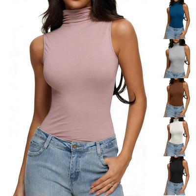 Fashionable Women's Sleeveless Decoy Collar Base Layer Top Vest