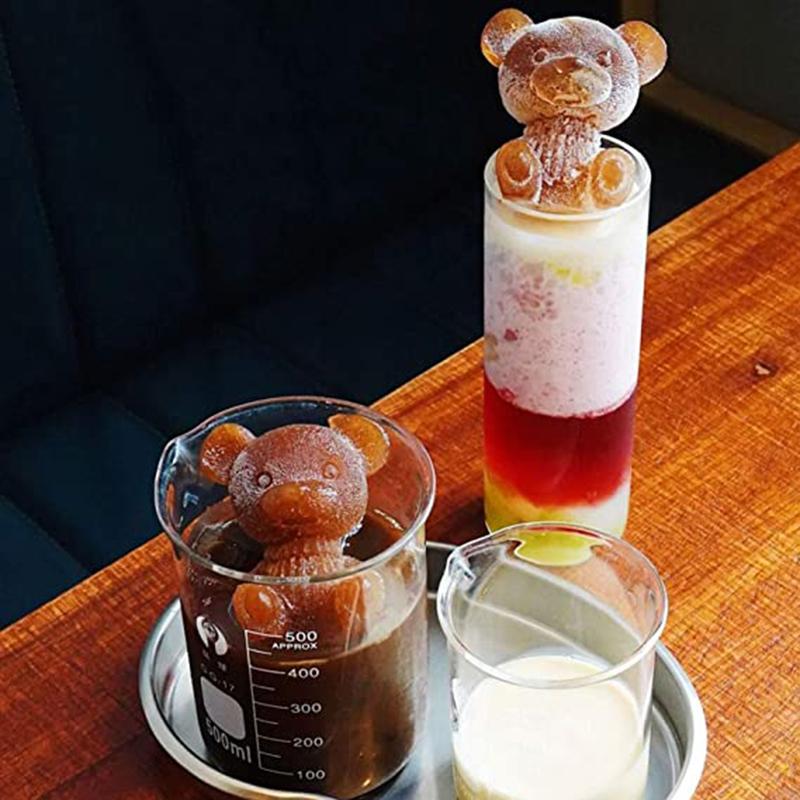 Niedliche Teddybär-Eiswürfelform, spritzwassergeschützt und leicht abzufallen, für Kühlschrank mit Behälter, niedliche Bären-Eiswürfelform
