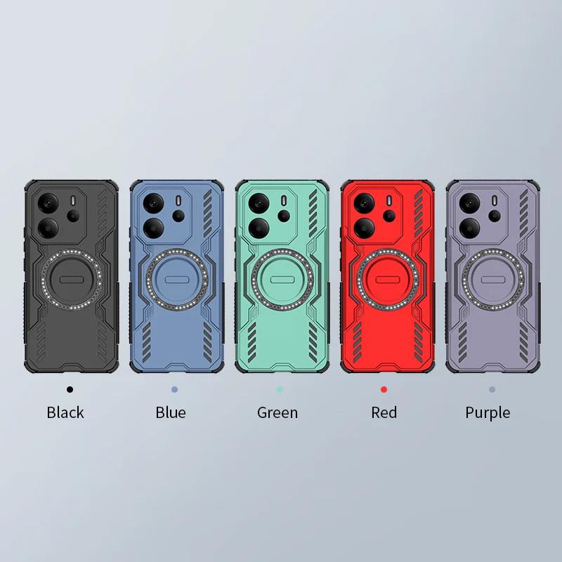Heat Dissipation Armor Shockproof Magnetic Case For Xiaomi Redmi Note 14 4G 5G Global Four Corner Airbags Anti-fall Phone Cover