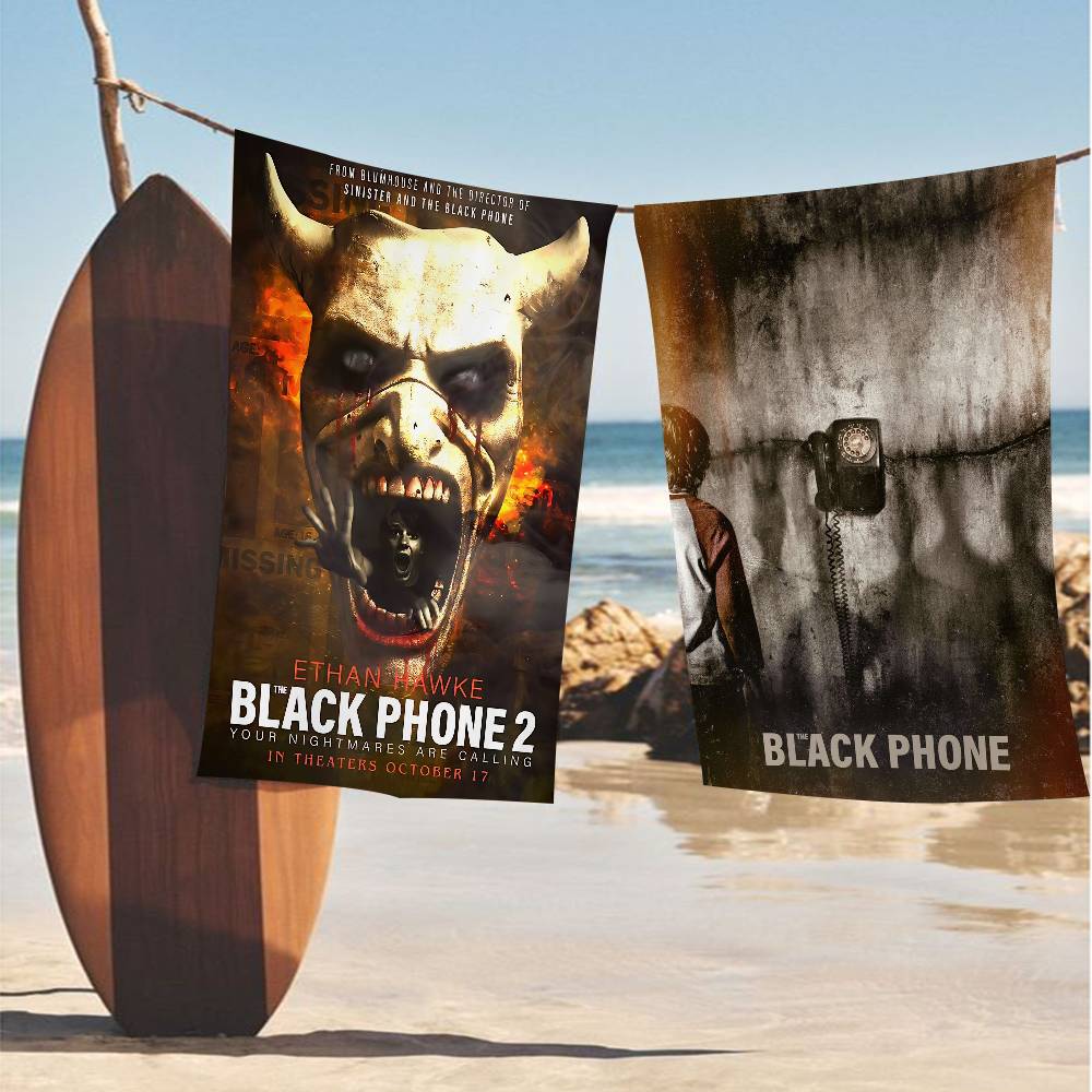 Ka Chen Muda Girls Black Horror Movie Phone Beach Towel Colorful Bath Towels For Microfiber Quick Dry Sand Free Beach Yoga Spa Gym Pool