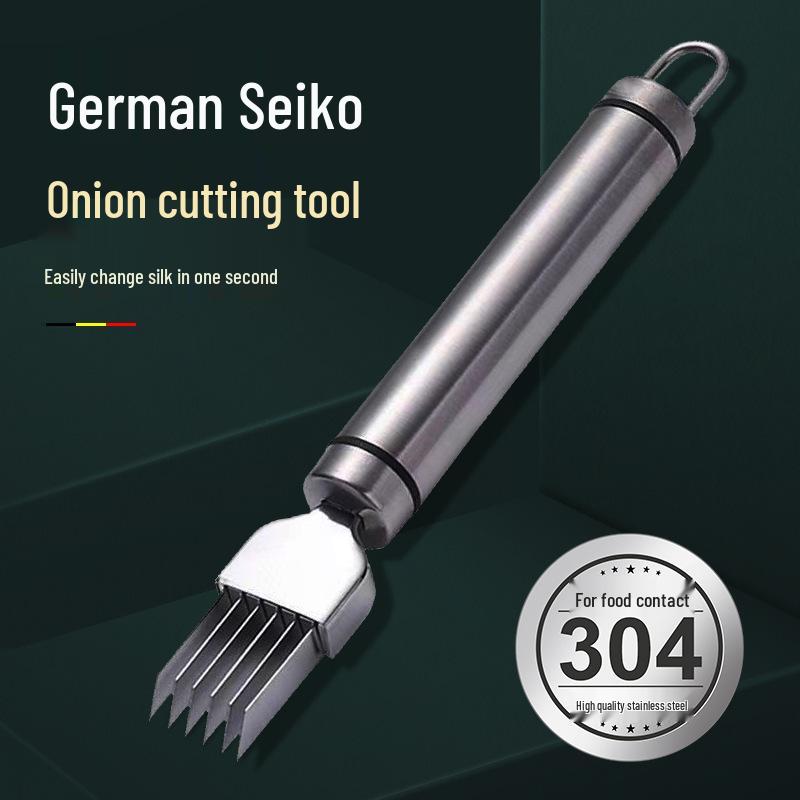 

Multifunctional Stainless Steel Vegetable and Onion Slicer with Celery and Scallion Cutting Capabilities.
