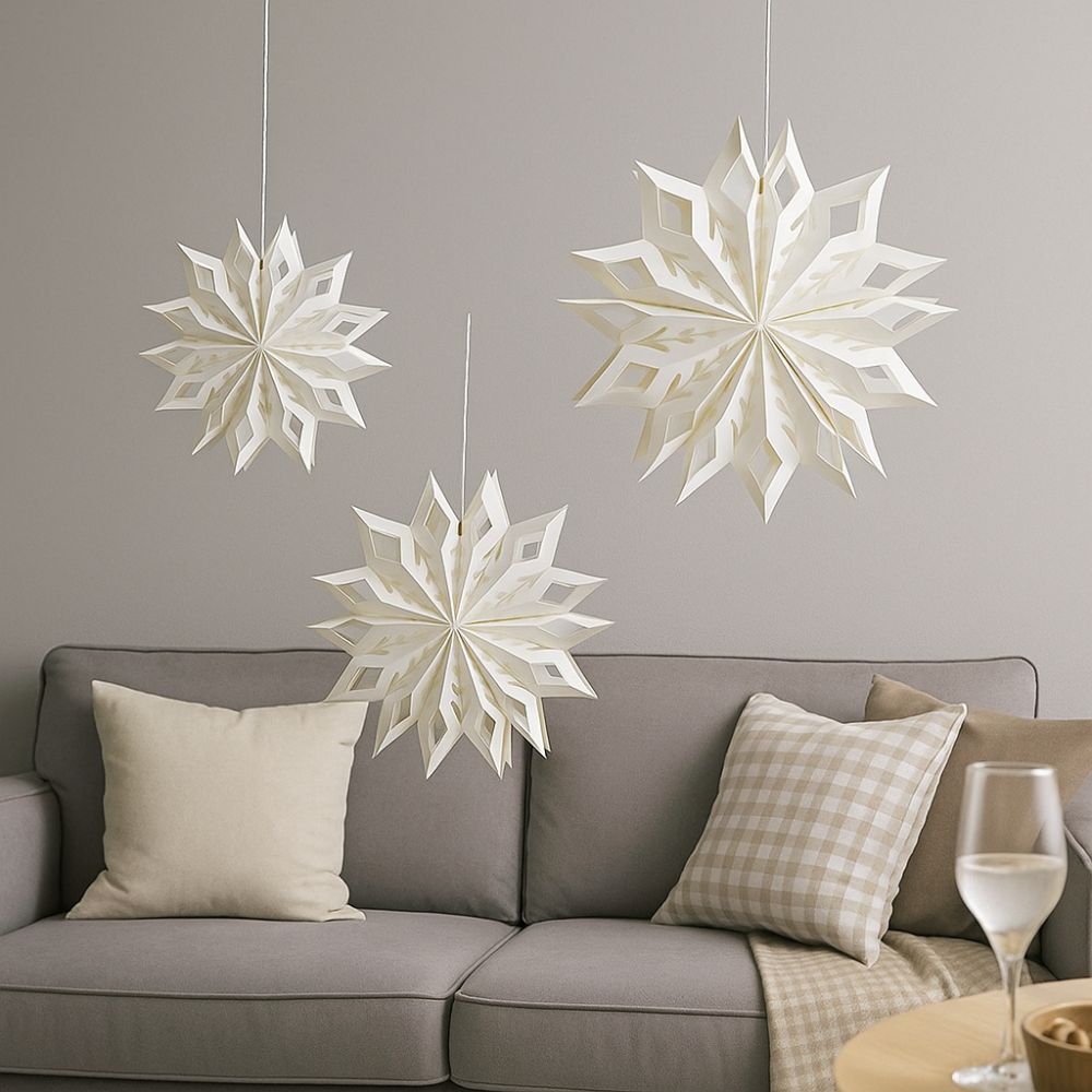 3D Hollow Out Star Paper Lantern White Hollow Star Decoration Window Decoration