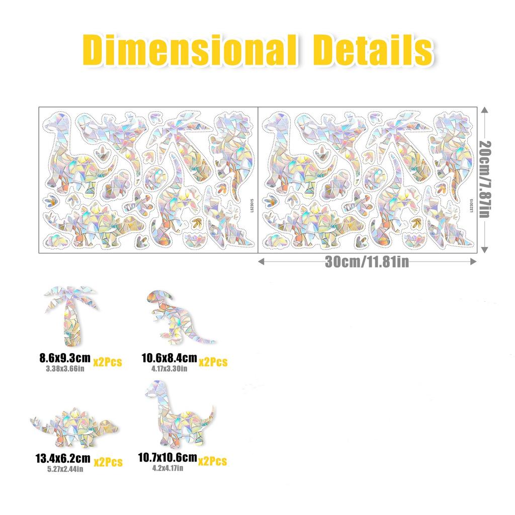 2PC Laser Glass Paper Sunshine Catcher Colorful Window Stickers Rainbow Prism Anti Collision Christmas Snowflake Glass Sticker