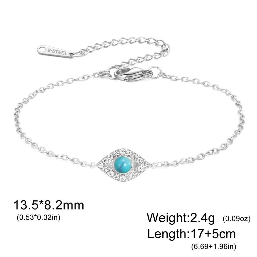 Lucky Blue Zircon Evil Eye Charm Bracelets Women's Stainless Steel Bracelet Amulet Jewelry Valentine Gifts