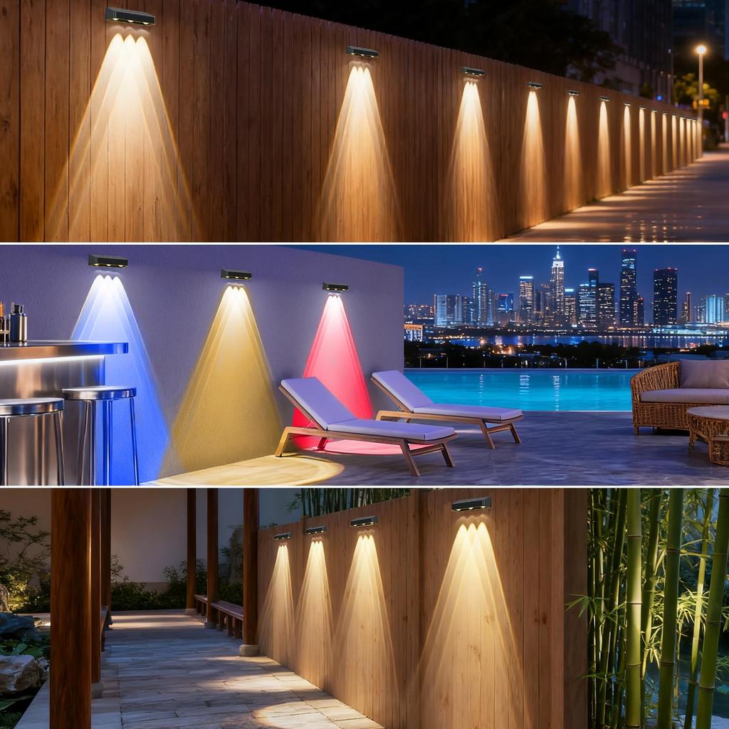 Solar Outdoor Waterproof Solar Fence Garden Solar 9 Color Nameplate Ultra Automatic IP65 for Parking Lot 2 Light, Light, Light, Light, LED, Modes,