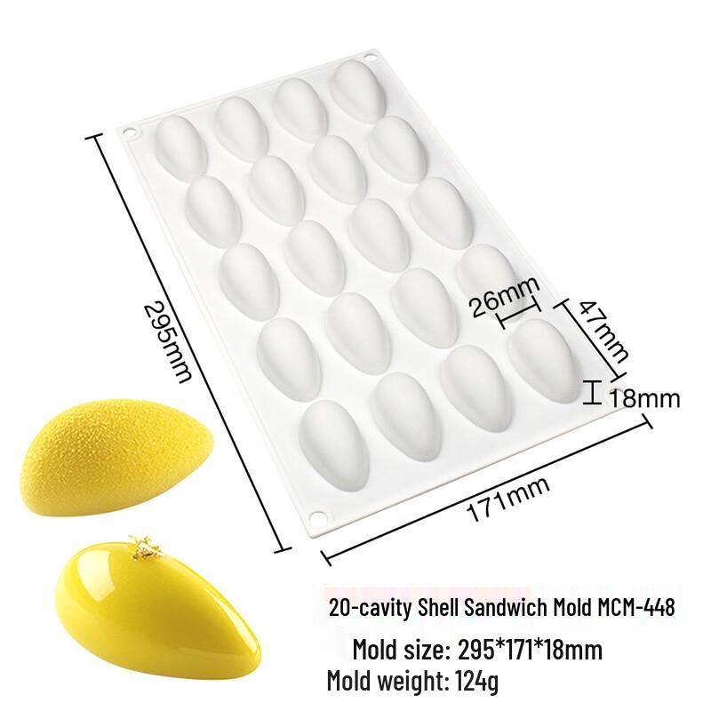 20-Cavity Oval Shell Silicone Baking Mold