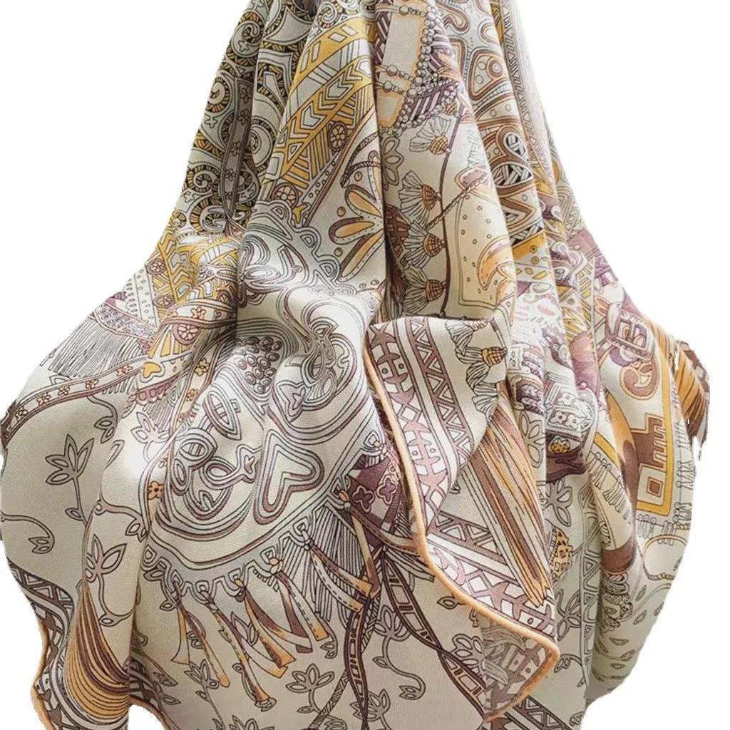 130 CM Silk Wool Scarf Women's Large Square Scarf Silk Scarf New Cashmere Versatile Shawl Thin