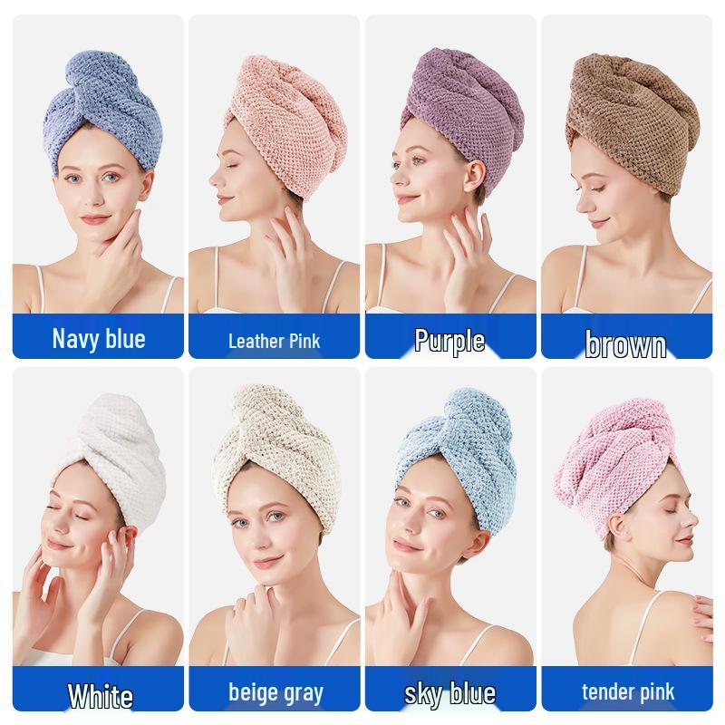 Pineapple Grid Quick-Dry Hair Cap: Thick Pure Cotton, Double-Layer, Strong Absorption Towel Wrap for Women