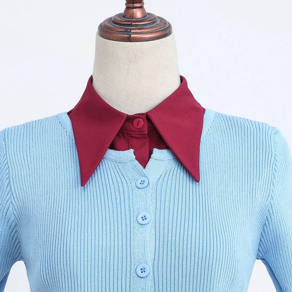 Women's Encrypted Chiffon Long Pointed Collar Fake Collar Professional Casual Decoration Collar White Red Black Three Piece Set