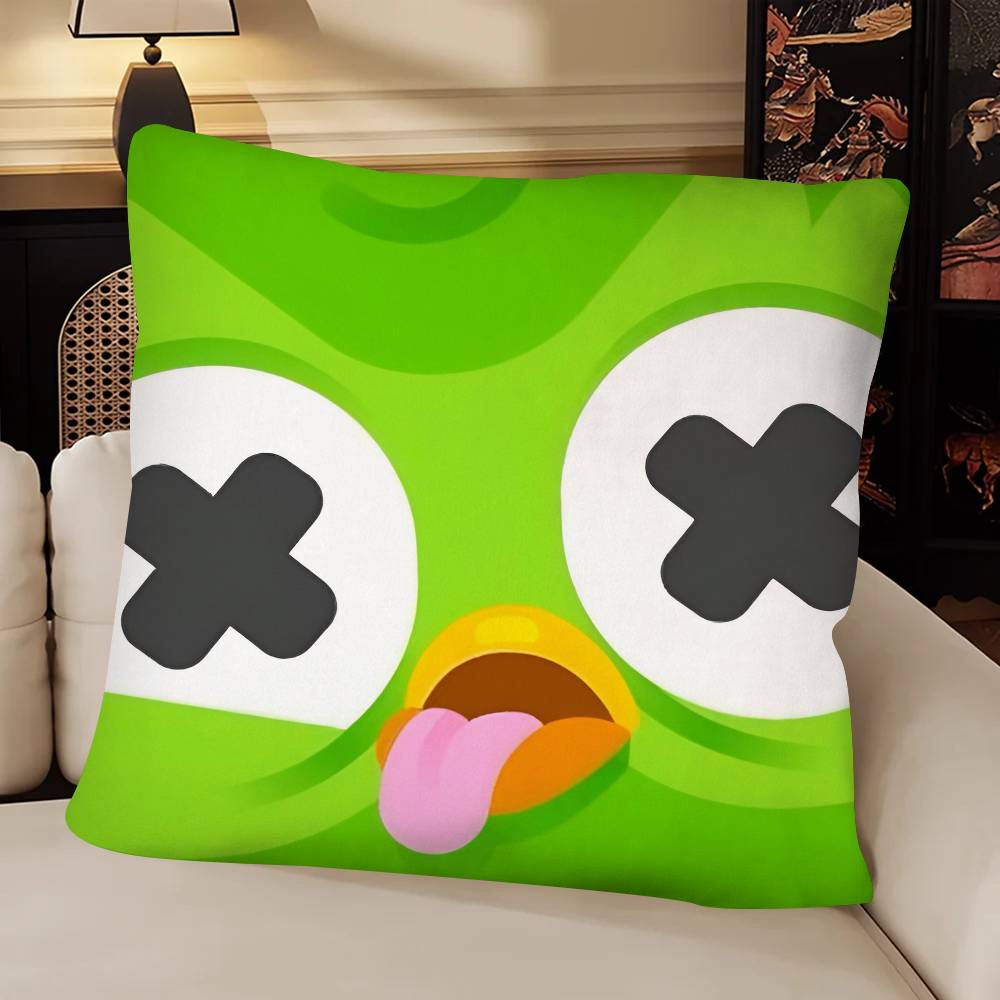 DDuolingo Pillow Case Fashion Square Pillowcase Bedroom Sofa Room Ins Decoration Leisure