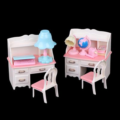 Doll Play Dollhouse Furniture Desk+Lamp+Laptop+Chair Accessories For 1/6 Doll