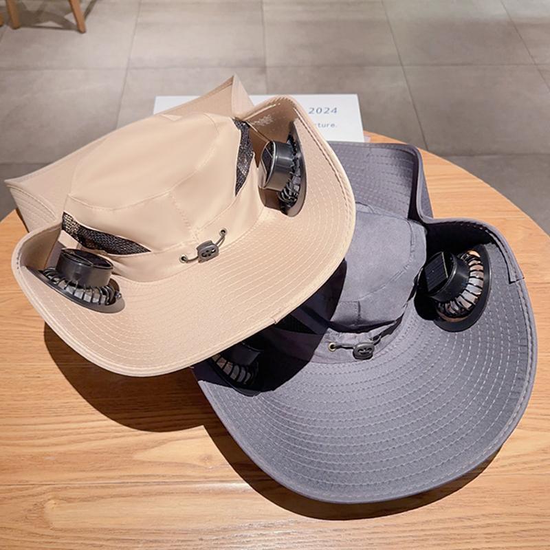 Large Size Quick Dry Bucket Hat With Solar Powered Fan Usb Charging Sun Hat For Men Outdoor Hiking Camping Fishing Cooling Wear