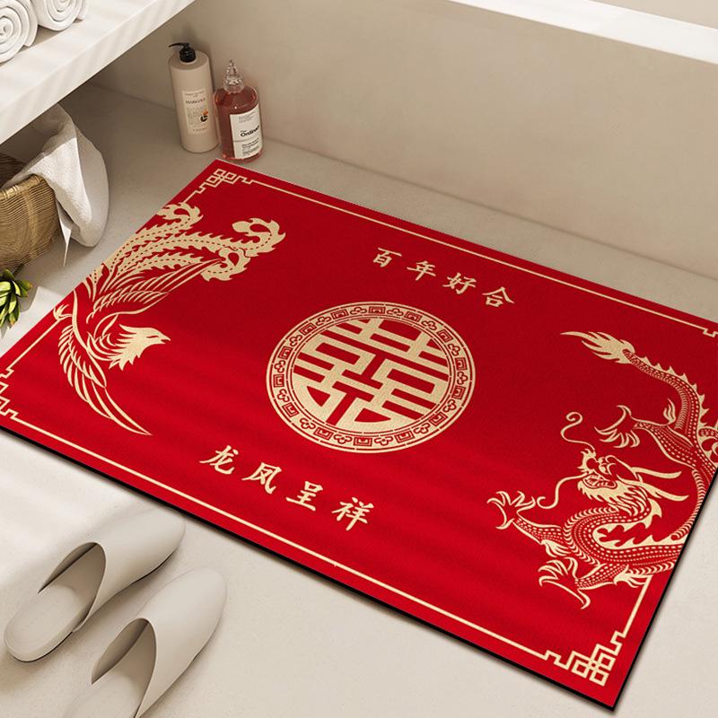Red Diatomaceous Earth Bathroom & Entrance Mat - Water-Absorbent, Dirt & Wear Resistant