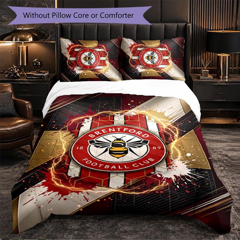 Set Biancheria da Letto Brentford Football 3 Pezzi Morbido Set Copripiumino con Federe Set Decorazione Camera da Letto per la Casa
