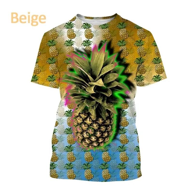 Summer New Pineapple Pattern 3D Printing Short-sleeved Breathable T Shirt Men's Women's Tropical Fruit Graphic Streetwear Tops
