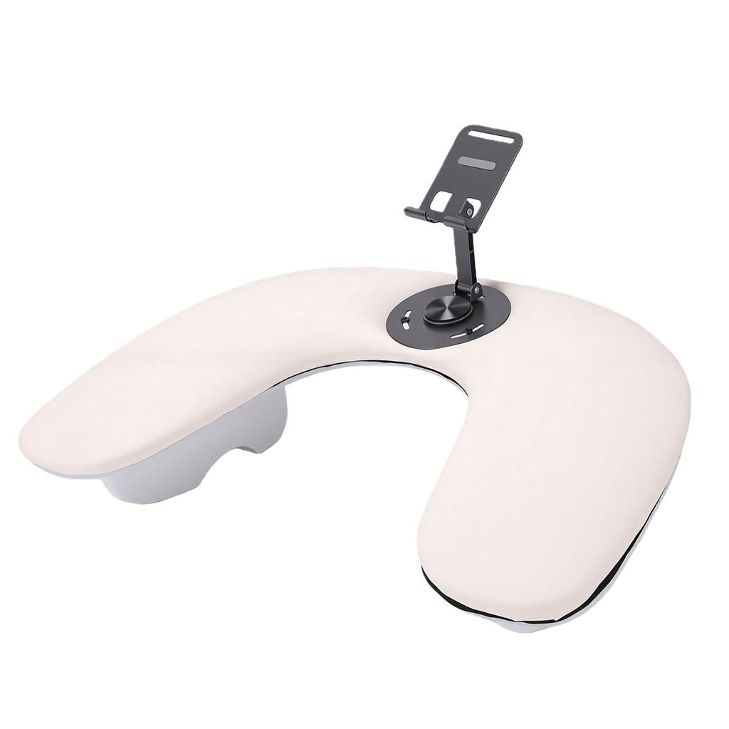Nail Arm Rest for Nail Tech with Phone Holder U Shaped Manicure Hand Rest Tilted for Salon Home Use White