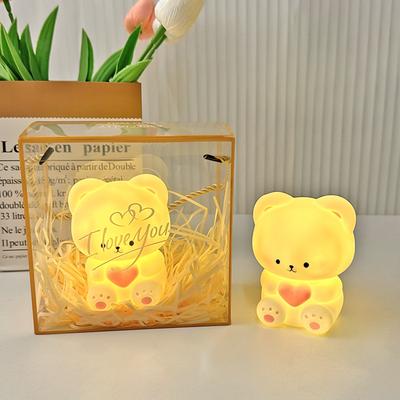 Cartoon Niedliches Herzförmiges Bär Nachtlicht Schlafzimmer Nachttisch Umgebungslicht Leuchtendes Spielzeug