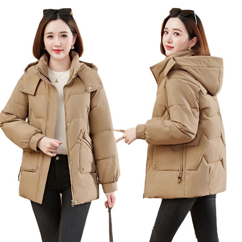 Women's Winter Warm Puffy Jacket Solid Color Hooded Snow Warm Plus Size Coat