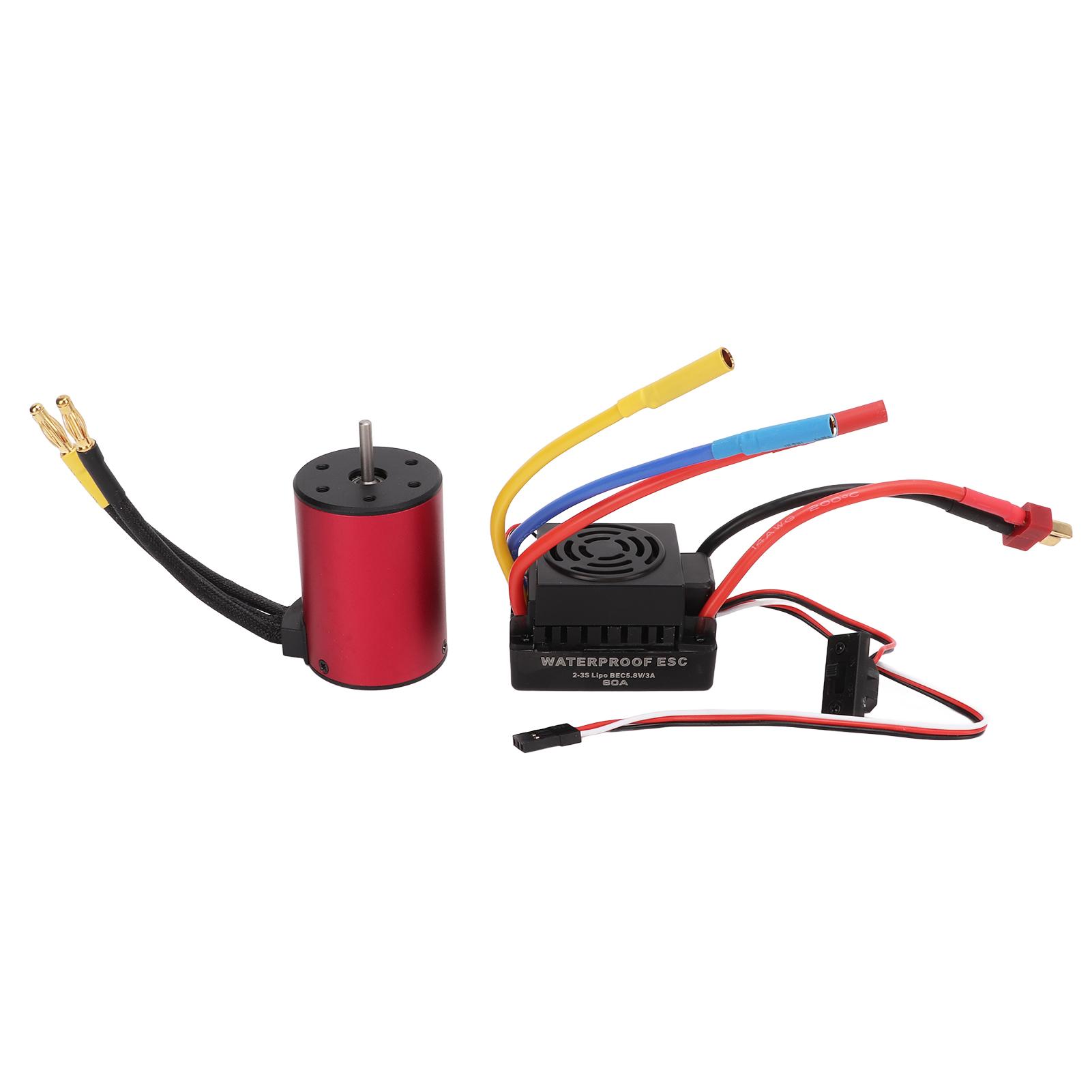 

S3650 3900KV Waterproof Brushless Motor 60A Brushless Motor ESC T Plug Male for 110 RC Car Upgrade