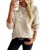 Women's Snowflake Knit Sweater with Neck and Long Sleeve Pullover Top