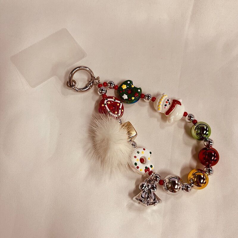 

Original Christmas Short Phone Chain Beaded Handmade Snowman Creative Couple Pendant Gift Hanging Decoration Bag Pendant Christmas Snowman Fur Bal