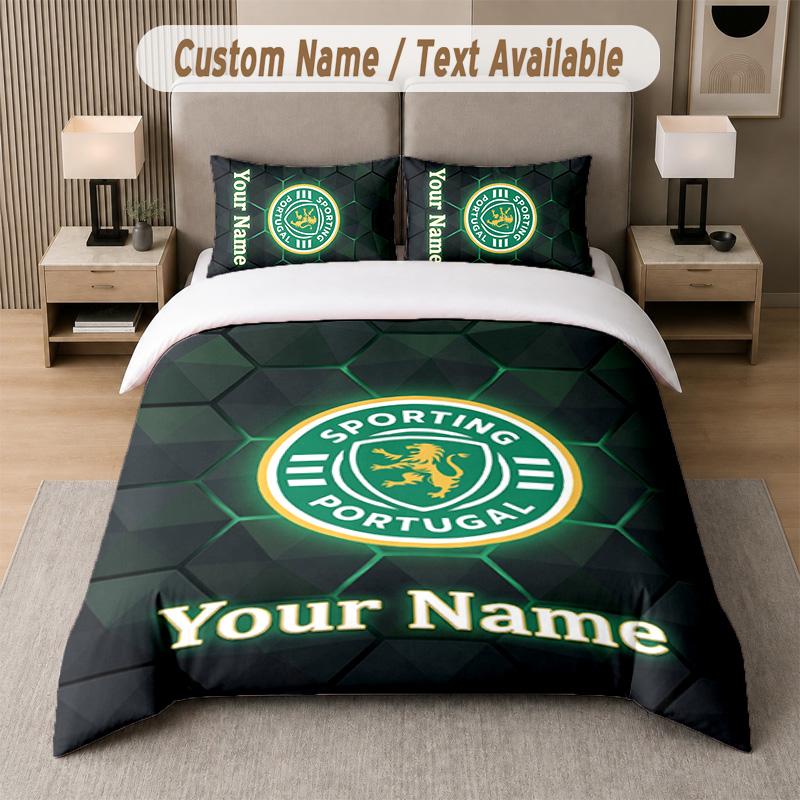 Sporting CP Design Bedding Set Custom Text 1 Duvet Cover & 2 Pillow Cases