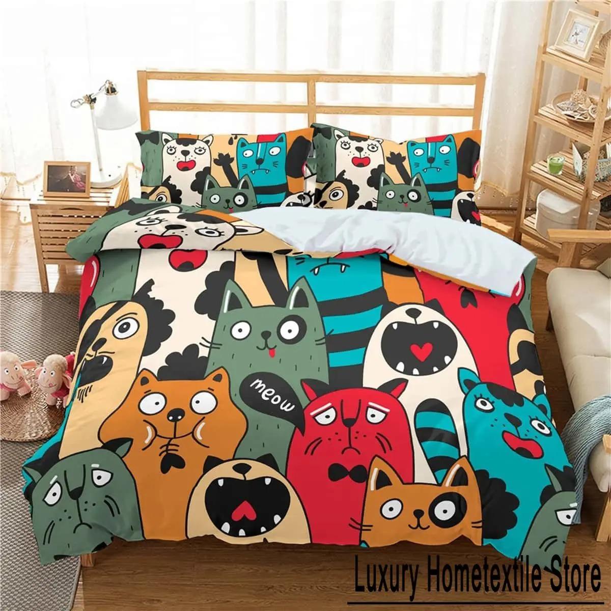 

For Teens King Size Home Textiles - Fashion 3D Cartoon Graffiti Print Polyester Bedding Sets Child Kids Covers Boys Bed Linen Set 70x133cm 2pcs