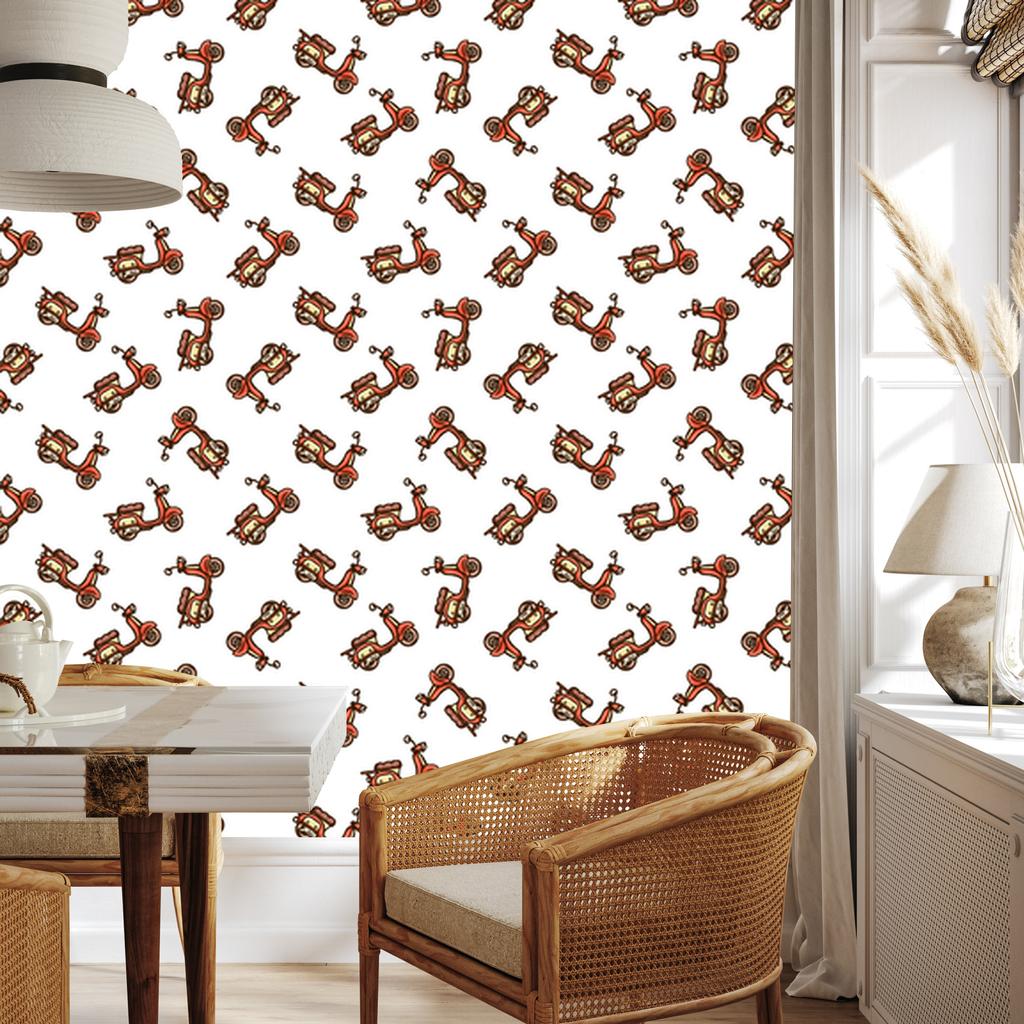 Wallpaper Drawn Scooters for Living Room and Bedroom 50x1000
