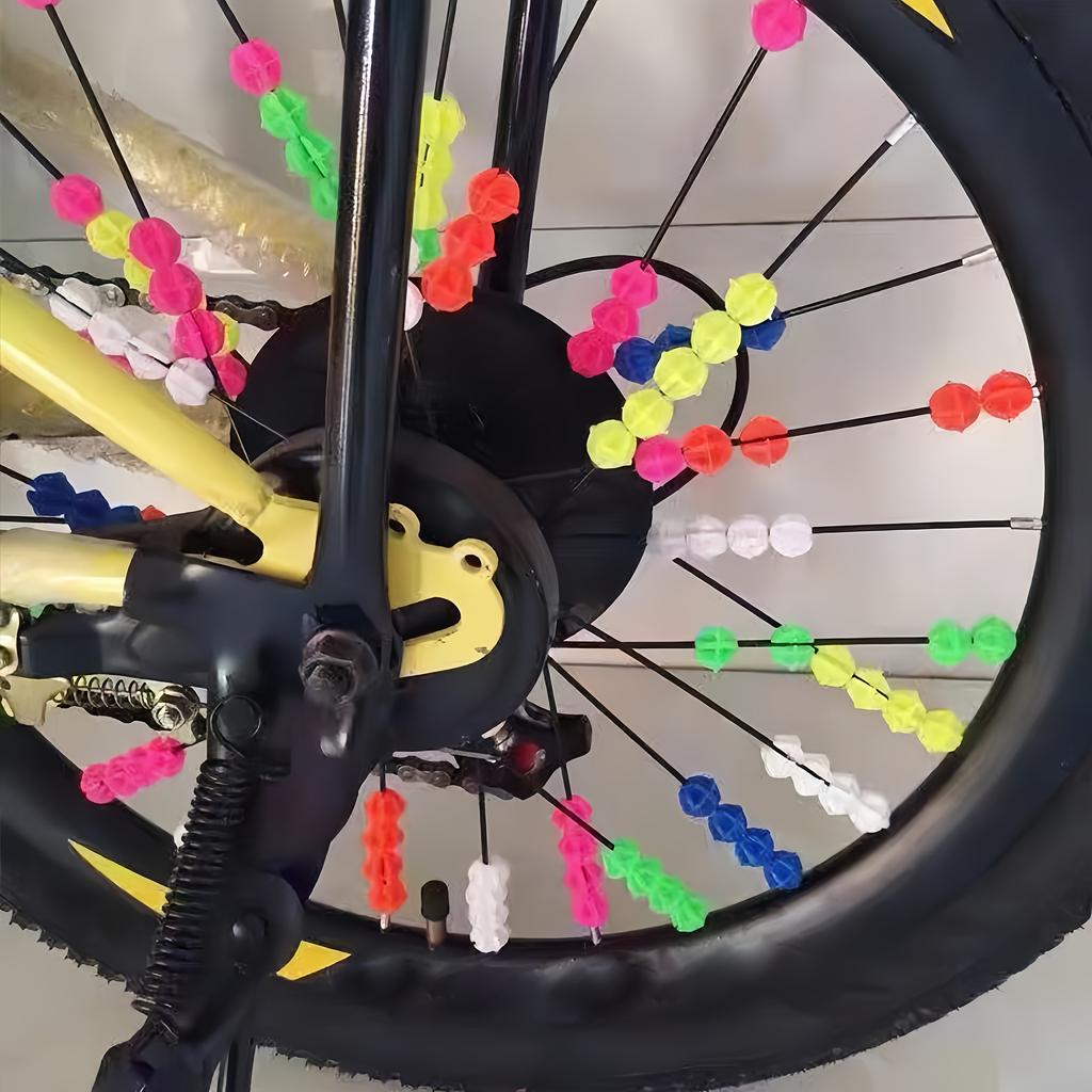 72 Pieces of Colorful Bicycle Spoke Beads, Vivid Plastic Beads, Plastic Clip-on Decorations for Bicycle Wheels, Bicycle Parts