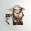 Women's Fashion With Chest Pad Striped Short Small Vest Outside Sleeveless Camisole Bottoming Tops