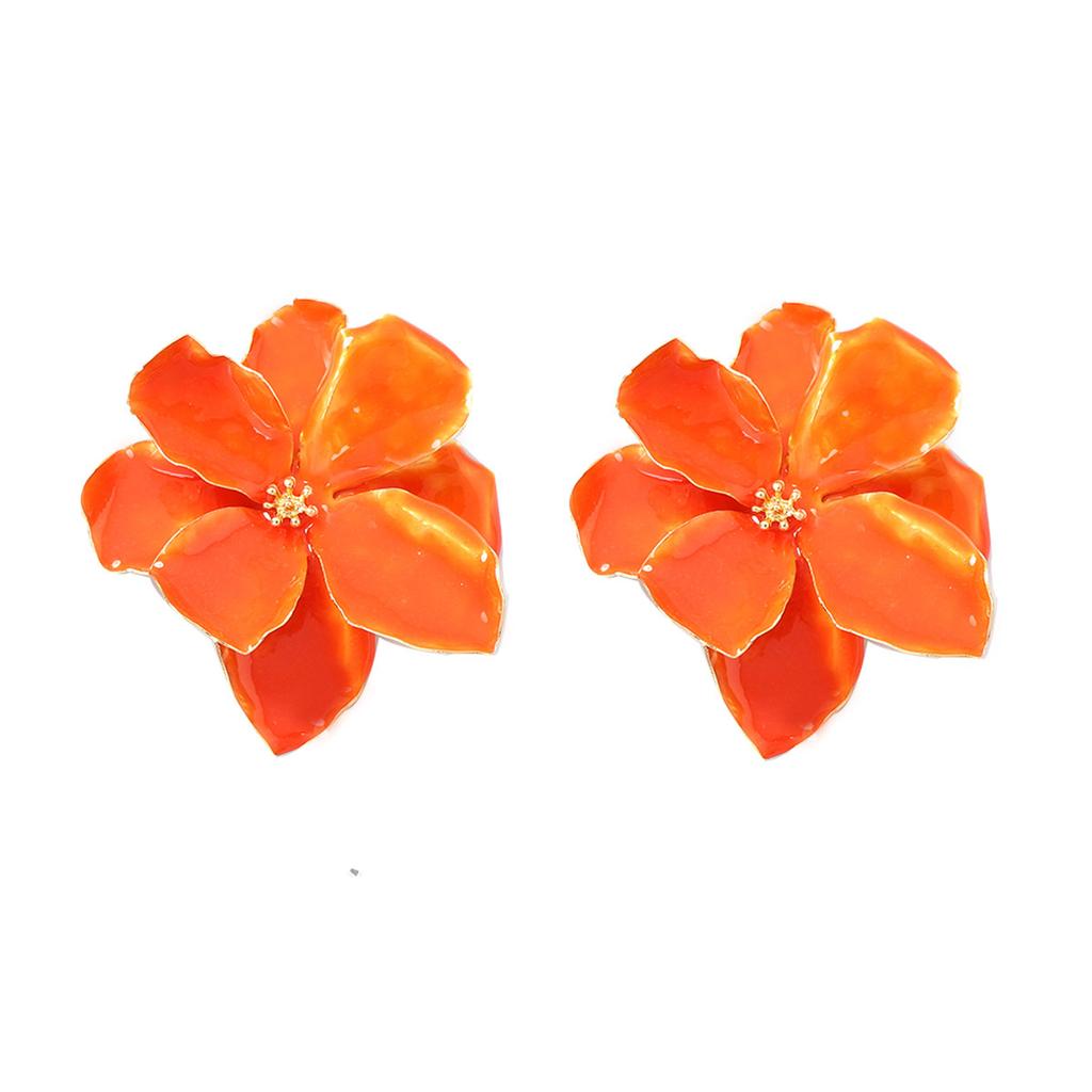 Orecchini a Pendente con Petali Grandi Colorati in Metallo Esagerati per Donne Signora Moda Vintage Orecchini a Bottone con Smalto a Goccia Accessori Gioielli