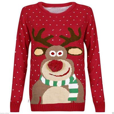 Christmas Sweater Women Christmas Deer Warm Knitted Long Sleeve Sweater Jumper Top Winter Autumn Pullovers