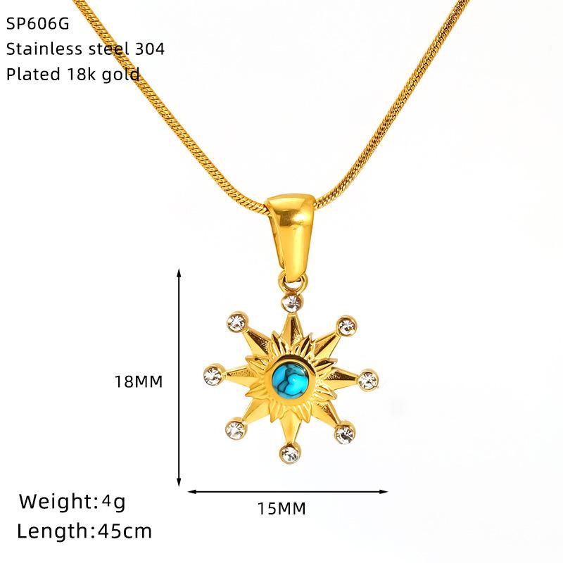 Acciaio al Titanio Turchese Occhio Maligno Collana Ciondolo Femminile Occhio del Demone Collana