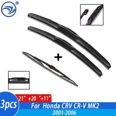 Wiper Front & Rear Wiper Blades Set Kit For Honda CRV CR-V MK2 2001 2002 2003 2004 2005 2006 Windshield Windscreen Rear Window