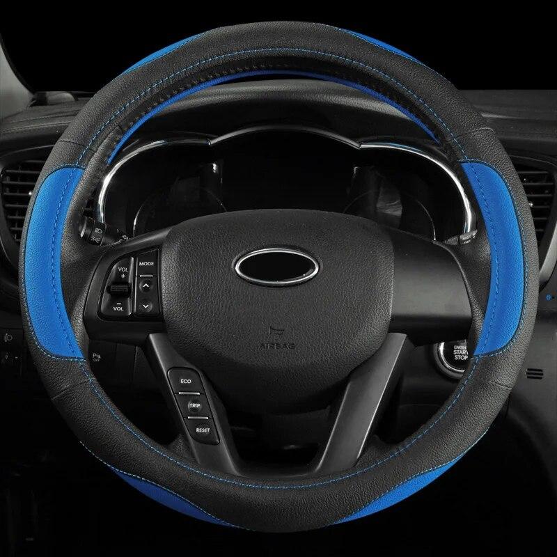 DERMAY Universal 38cm PU Leather Car Steering Wheel Cover for Ford Focus 2 3 BMW E46 E39 Volkswagen Toyota Chevrolet Cruze Opel
