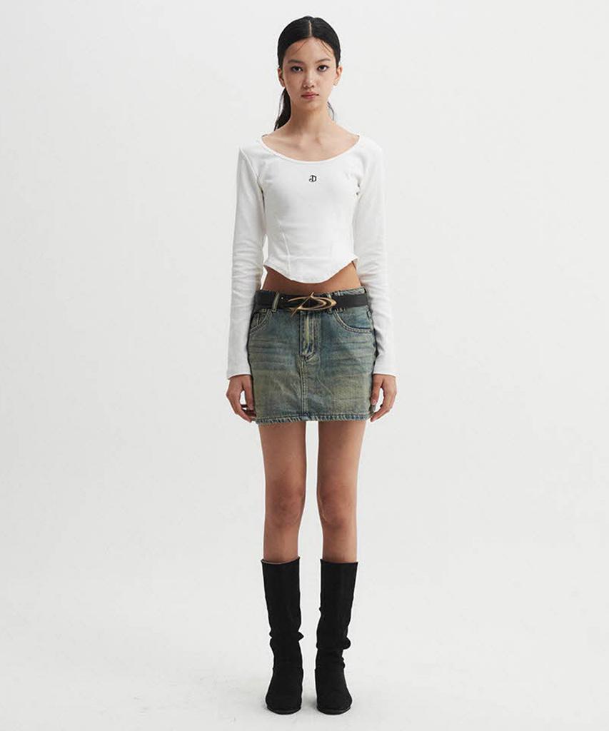 Diaeneseualumeon Middle Logo Crop Long Sleeve White