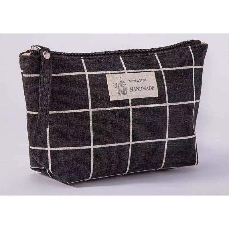 Large Capacity Canvas Wash Bag Fabric Zipper Coin Purse Convenient Travel Storage Bag