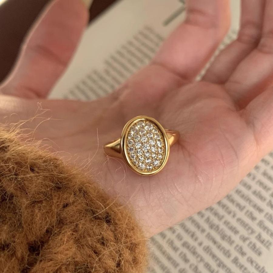 Vintage antique oval full diamond zircon necklace women's stud earrings design unique ring