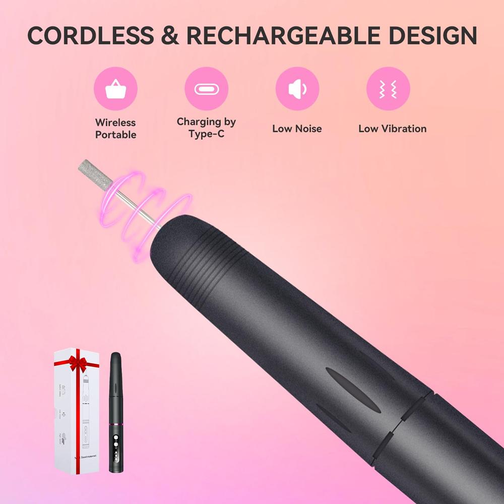 Professional Nail Drill Machine Electric Nail Files Milling Cutter Set Rechargeable Nail Tools For Gel Polishing 18000RPM
