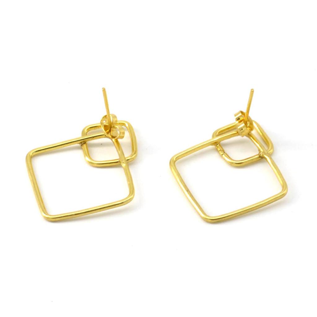 925 Sterling Silver Square Earrings, Handmade Simple Studs Earrings, Gift For Her