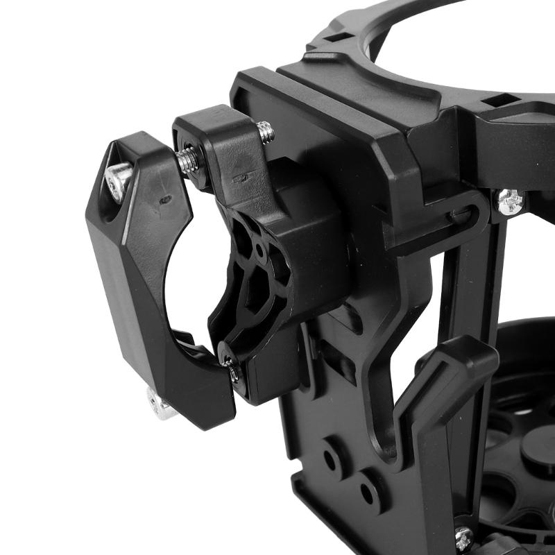 Bike Cup Support for Bar Tube, Round Screw Fastener with Joint Arm and Base Plate, Black Travel Cup Rest for Day to Day Outdoor Use