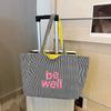 2025 New Colorful Reversible Canvas Tote Bag Striped Shoulder Bag